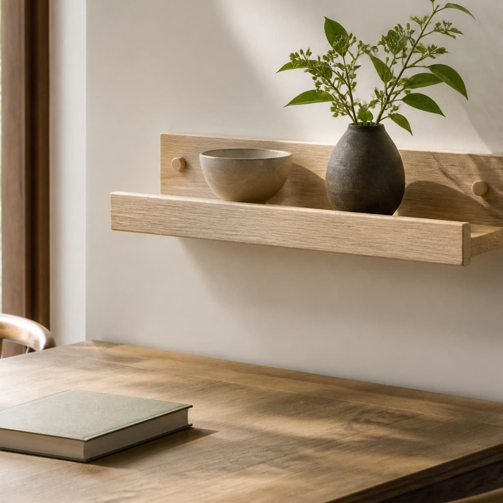 White Oak Atlas Wall Shelf